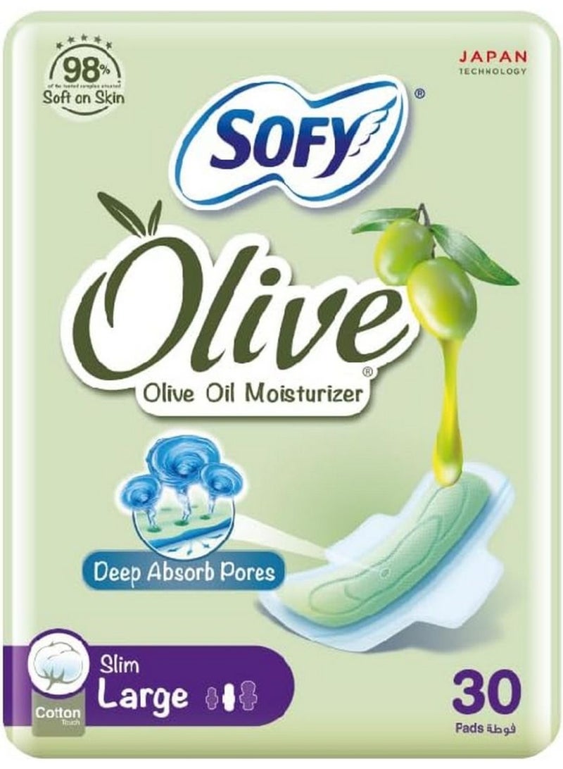 Sofy Olive Slim Large Cotton Pads Olive Oil Moisturizer Deep Absorb Pores 98% Of Users Found Them Soft On The Skin 30Pads - Image 1